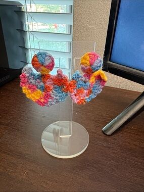 Handmade Multicolor Crochet Heart Earring